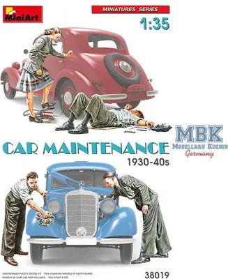 Imagen del producto de MiniArt, escala 1:35, figuras: mantenimiento de automóviles, años 1930-40, modelo de plástico