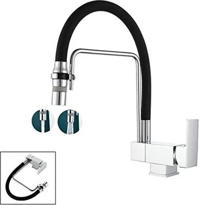 Produktbild von Vorfenster Küchenarmatur Aus 360° Verstellbarer-Wasserhahn Küche Mit 2 Strahlarten, Drehbare Armatur Und Unterfenstermontage, Ideale Mischbatterie