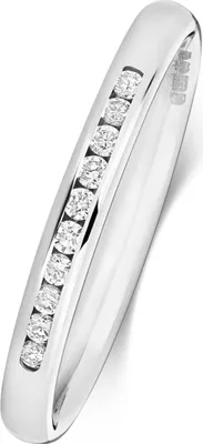 Produktbild von 18 Karat (750) Weißgold Halb Eternity Diamant Trauring/Ehering/Hochzeitsring Brillant-Schliff 0.11 Karat G - SI1, 53 (16.9); TRS1879618KWRSM