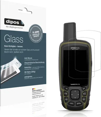 Produktbild von 2x Schutzfolie für Garmin GPSMAP 65 matt - Anti-Shock 9H Folie dipos Glass Kunststoffglas