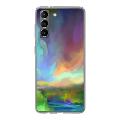 Produktbild von MuchoWow® Handyhülle Schutzhülle Hülle für Samsung Galaxy S21 Landschaft - Aquarell - Himmel Silikon Softcase Handy Hülle - Softcase