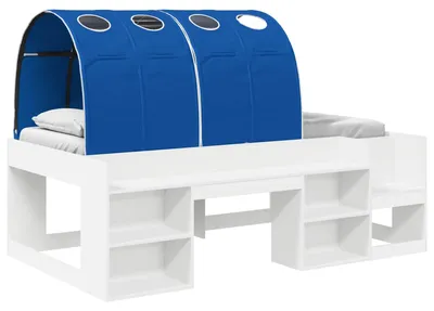 Image de Lit haut pour enfants avec rangement Blanc et bleu