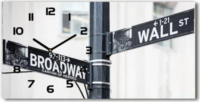 Produktbild von Wanduhr aus Glas – 60x30 cm - Glasbild - Glasuhr - Gehärtetes Glas - schwarze-zeiger - Wall street sign