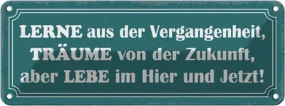 Produktbild von vianmo Blechschild 10x27 cm lerne träume lebe hier und jetzt Spruch Zitat