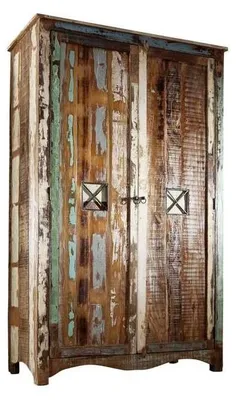 Immagine prodotto di MASSIVMOEBEL24 | Armadio in legno riciclato 118x60x198 laccato multicolore NATURE OF SPIRIT #42