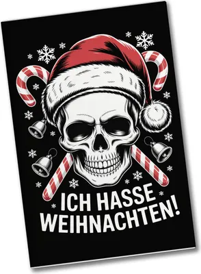 Produktbild von Totenkopf Weihnachtsmann Souvenir Magnet - Ich hasse Weihnachten