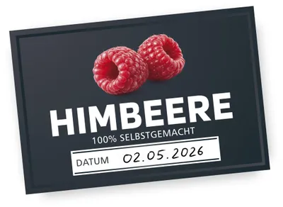 Produktbild von Itenga 50 x Marmeladenetikett Himbeere - schwarz - rechteckig 6x4cm
