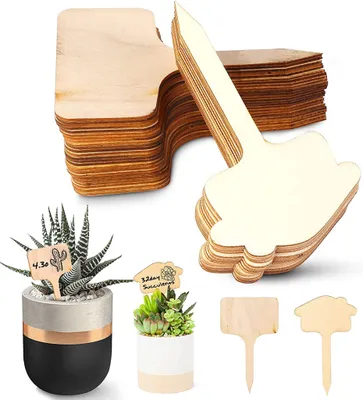 Produktbild von Premium Pflanzschilder,50 Stk Holzschilder zum Beschriften,Holz Pflanzenstecker Schöne Pflanzenschilder zum Beschriften,Garten Stecketiketten für Pflanzen Topfkräuter Gemüse Blumen