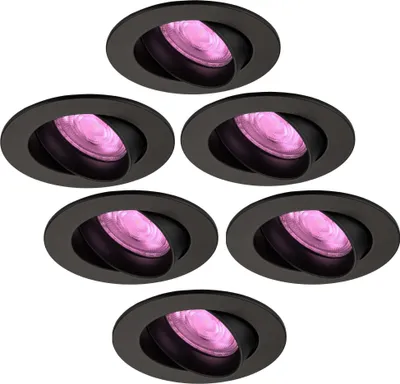 Produktbild von Ledvion 6er Set LED Einbaustrahler Rund Schwarz RGB dimmbar smart