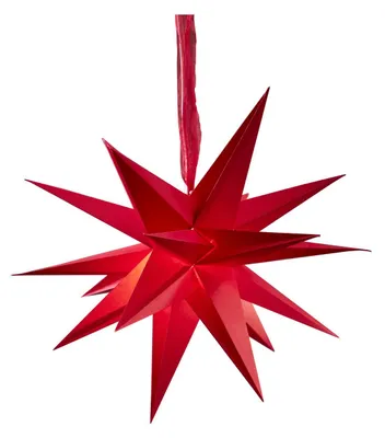 Produktbild von 3D Papierstern ,December' in Rot, mehrzackig, mit Aufhängung, Ø 43cm