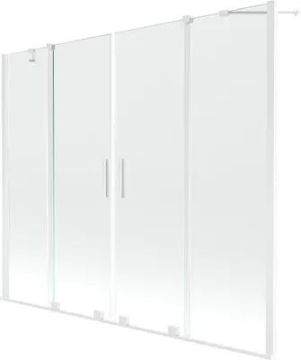 Produktbild von Mexen Velar Duo 2-Flügel-Badewannenwand Regulierbare 180 x 150 cm, transparent, Weiß - 896-180-000-02-20