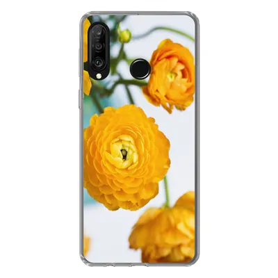 Produktbild von MuchoWow® Handyhülle Schutzhülle Hülle für Huawei P30 Lite Blumen - Draußen - Orange Silikon Softcase Handy Hülle - Handyhülle