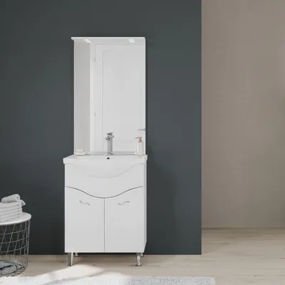 Produktbild von Unterschrank, Keramikwaschtisch, Spiegel, LED – Beleuchtung, Hängeschrank, bodenstehend | Easy