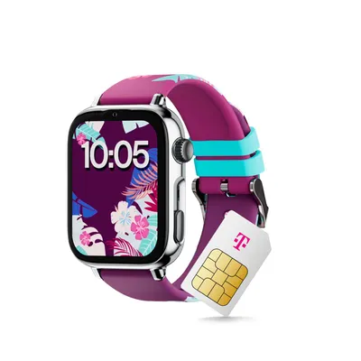 Produktbild von Telekom SaveFamily SaveWatch Plus 2 Maui, silber Kindersmartwatch GPS, Kamera & SOS Knopf mit optinalem Telekom Flyer