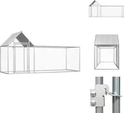 Image de vidaXL Poulailler 3x1x1,5 m Acier galvanisé - Habitats & Enclos pour petits animaux