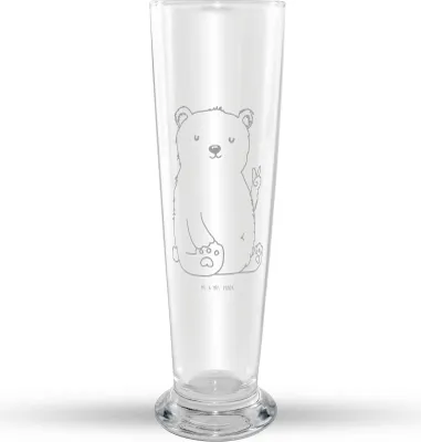 Produktbild von Mr. & Mrs. Panda Weizenbier Glas Eisbär Faul - Transparent - Geschenk, Weißbierglas, Arbeitsplatz, Mr Mrs Weizenglas, Arbeit, Bär, Weizen, Homeoffice, Bierglas, Büro
