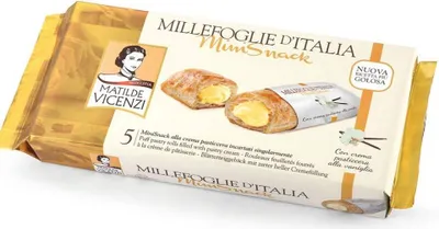 Produktbild von 12x Matilde Vicenzi Millefoglie d'Italia Mini Snack Crema Blätterteig kekse mit Vanillecreme 125g