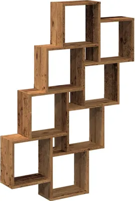 Productafbeelding van Wandschap kubus 90x15x119,5 cm bewerkt hout oud houtkleurig