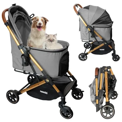 Klappbarer Haustierwagen für Hunde und Katzen, grau, bis 15 kg