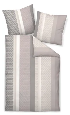 Produktbild von Traumschloss Premium Flanell Bettwäsche - gemustert, mit Streifen, taupe 135 x 200 cm gemustert, mit Streifen, taupe