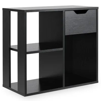 Immagine prodotto di Libreria in legno con cassetto e 3 scomparti, nera