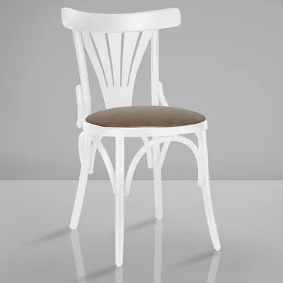 Produktbild von CABRIS | Bugholzstuhl | Weiß | Bugholz | Leder Braun | Stil , Wienerstuhl, Kneipenstuhl