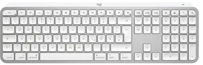 Image de Logitech MX Keys S pour Mac, sans fil, RF + Bluetooth, touches à ciseaux, QWERTZ, LED, aluminium, blanc