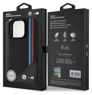 The image shows the packaging of a BMW M mobile phone accessory.