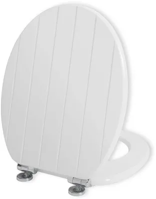 Image de Siège de WC souple en bois, antibactérien, blanc, fermeture en douceur