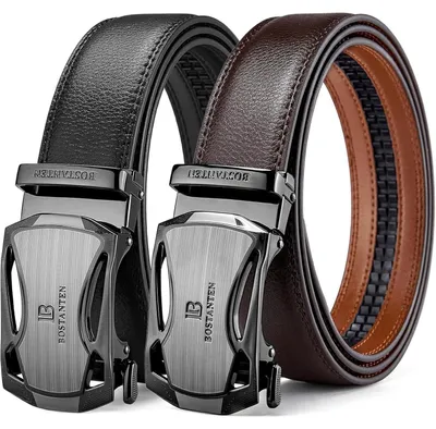 Produktbild von Herren Gürtel Automatikschließe Leder 35mm Schwarz/Kaffee 105cm