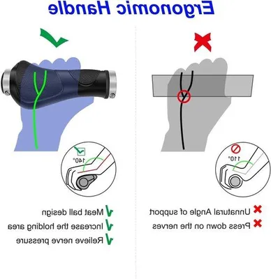 Zdjęcie produktu dla Ergonomic Rękojeść rowerowa z gumą przeciwślizgową, Uniwersalne uchwyty kierownicy dla rowerów MTB i wyścigowych, 22,2 mm