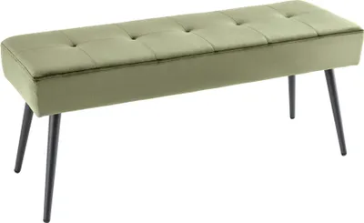 Produktbild von Design Sitzbank BOUTIQUE 100cm grün Samt schwarze Metallbeine