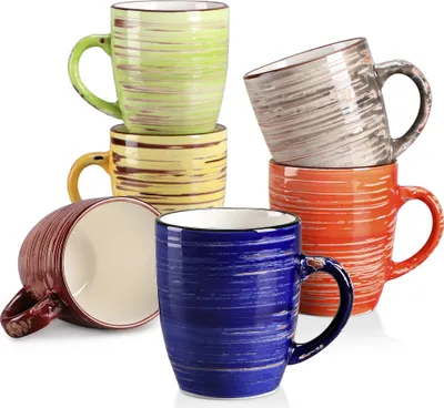 Image de Vancasso Tasses à café, capacité 375 ml, construction durable en céramique, 375 ml, 6 pièces