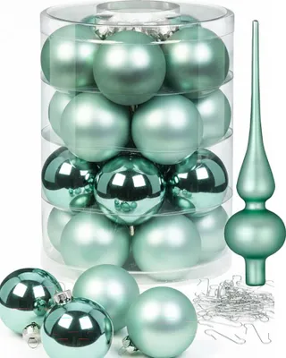Produktbild von Weihnachtskugeln 20 Kugeln mit Spitze Winter Jade