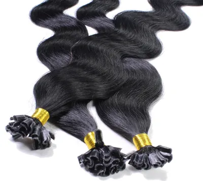 Image de hair2heart extensions de cheveux humains tissés wavy - 25 mèches 1g 60cm 2/0 noir