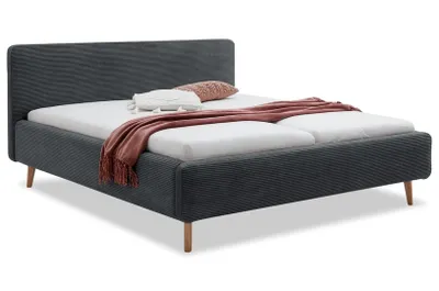 Produktbild von Polsterbett Bett MATTIS Cord Stoffbezug Poso 34 anthrazit-ohne Bettkasten-120 x 200 cm