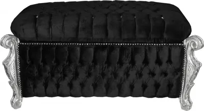 Produktbild von Casa Padrino Barock Sitzbank Truhe im Antik Stil Schwarz Silber mit Glitzersteinen 105 x 55 x 55 cm