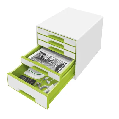 Produktbild von Leitz Schubladenbox WOW CUBE 52142054 5Schubfächer weiß/grün