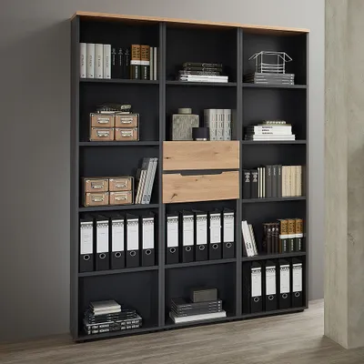 Produktbild von Aktenschrank Set 3-teilig MANRESA-36 graphit Eiche