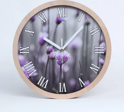 Produktbild von Holzuhr 25fi cm wanduhr - weiße Spitzen - Schnittlauchblüten
