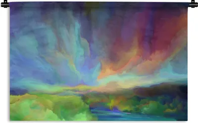 Produktbild von MuchoWow® Wandteppich Wandbehang Landschaft - Aquarell - Himmel 120x80 cm Tapisserie Dekoration Wandtuch - Wanddekorationen - Wandtücher