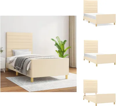 Produktbild von vidaXL Bettgestell mit Kopfteil Creme 100x200 cm Stoff -  Betten & Bettgestelle