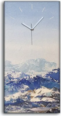 Produktbild von Wandbild Leinwand Bilder mit Uhr Geräuschlos 30x60 Malerei Berg Schnee Weiß - weiße Hände