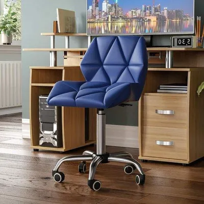 Produktbild von Famanu Bürostuhl Blau Ergonomisch - Verstellbare Höhe, PolyurethanKunstleder
