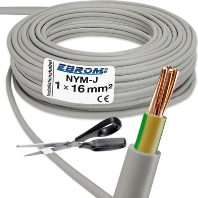 Produktbild von 25 Meter NYM-J 1x16 mm² - Kunststoff Installationsleitung - grau - PVC - 25m - 25 m - 25 Meter