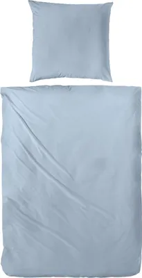 Produktbild von Hahn Haustextilien Mako Satin Bettwäsche falsches Uni rauchblau Größe 200x200 cm