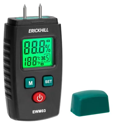 Produktbild von Feuchtigkeitsmessgerät Holz Feuchtemesser - 5 Skalen - LCD-Display grün - Bauholz und Baustoffe