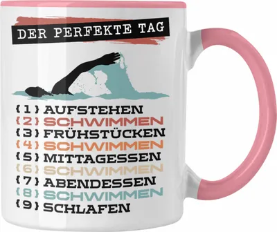 Produktbild von Trendation - Schwimmer Tasse Geschenk Becher Der Perfekte Tag Schwimmen Geschenkidee Spruch (Rosa)