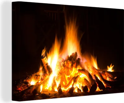 Produktbild von OneMillionCanvasses® - Leinwandbilder - 150x100 cm, Kamin vor schwarzem Hintergrund, Wandbilder Kunstdruck Wanddekoration