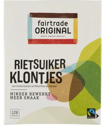 Zdjęcie produktu dla Fairtrade Original Rietsuikerklontjes 500g – Zrównoważony cukier trzcinowy w kostkach